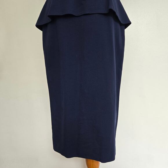 Lafayette 148 Navy Peplum Sheath Dress Short Sleeves Ponte Career Women 6 - Picture 5 of 11